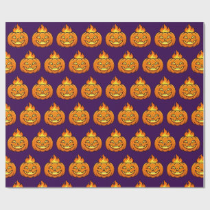 Papel de regalo de Halloween con calabaza linda en
