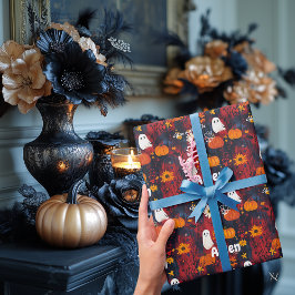 Papel de regalo de Halloween con diseño espeluznan