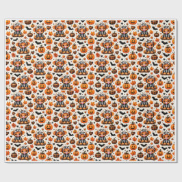Papel de regalo de Halloween con esqueleto de vaca