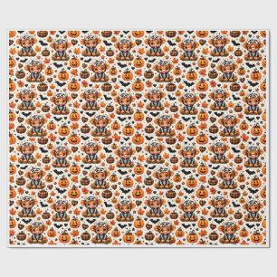 Papel de regalo de Halloween con esqueleto de vaca