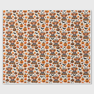Papel de regalo de Halloween con esqueleto de vaca