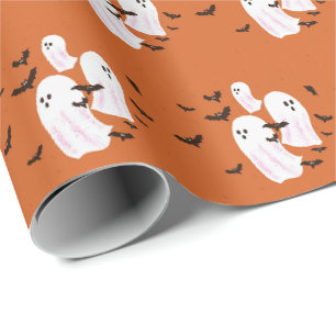 Papel de regalo de Halloween con fantasma espeluzn