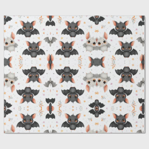 Papel de regalo de Halloween con murciélagos bebés