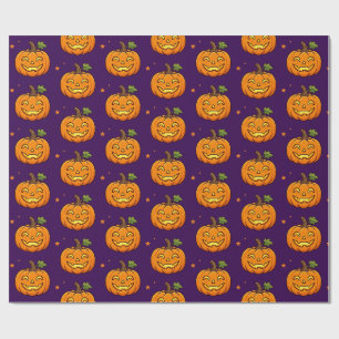 Papel de regalo de Halloween con patrón de calabaz
