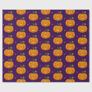 Papel de regalo de Halloween con patrón de calabaz