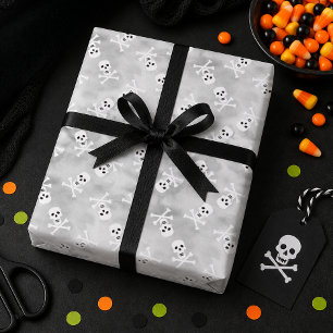 Papel de regalo de Halloween de calavera y huesos