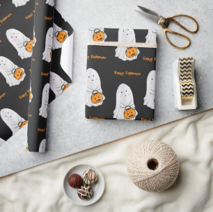 Papel de regalo de Halloween de fantasma lindo