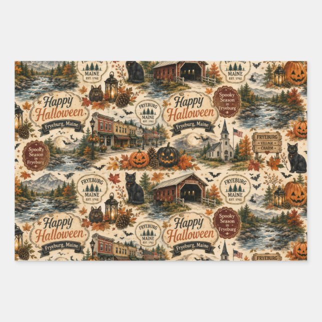 Papel de regalo de Halloween de Fryeburg Maine (Anverso)
