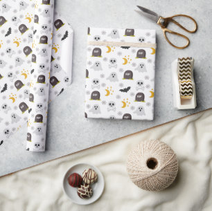 Papel de regalo de Halloween en blanco y negro Rol