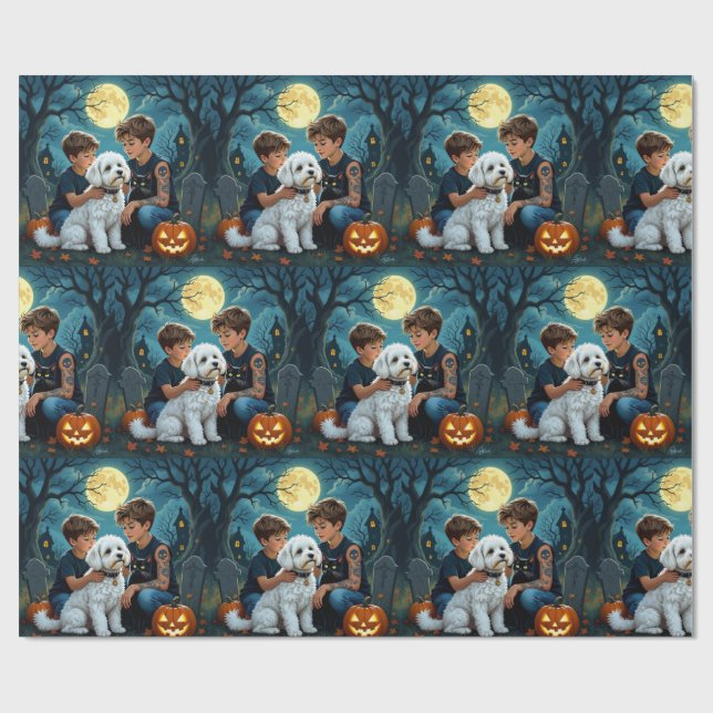 Papel de regalo de Halloween espeluznante y lindo (Superficie plana)