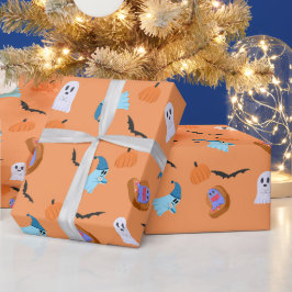 Papel de regalo de Halloween fantasma calabaza mur