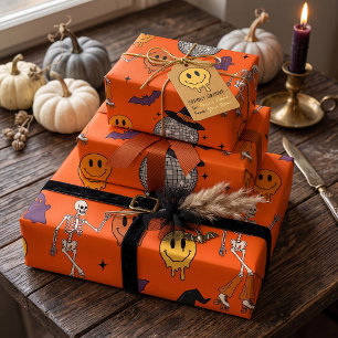Papel de regalo de Halloween Groovy Retro Disco Bo