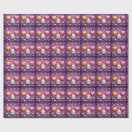 Papel de regalo de Halloween Kawaii adorable