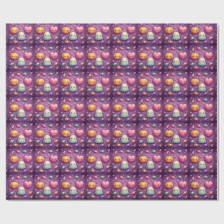 Papel de regalo de Halloween Kawaii adorable