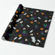 Papel de regalo de Halloween negro
