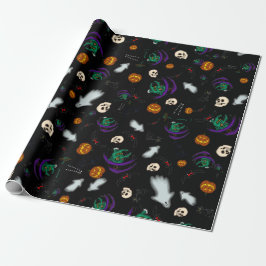 Papel de regalo de Halloween negro