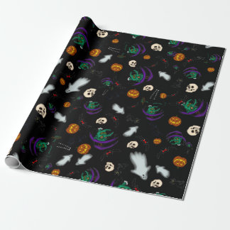 Papel de regalo de Halloween negro