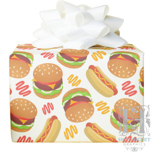 Papel de Regalo de Hamburguesas y Perritos Calient