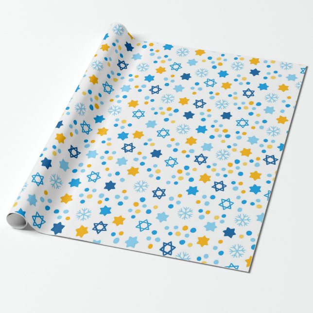 Papel de regalo de Hanukkah con Estrella de David  (Desenrollado)