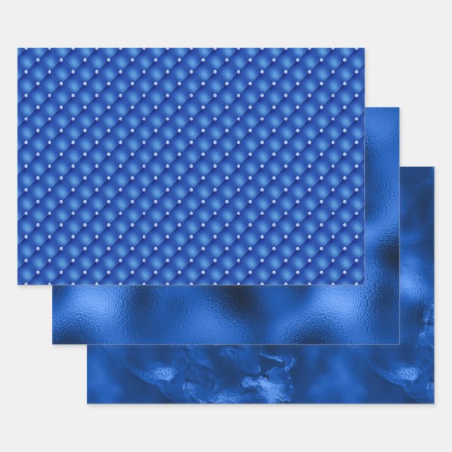 Papel de regalo de Hanukkah con lámina azul real e (Set)