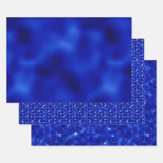 Papel de regalo de Hanukkah con lámina azul real e (Set)