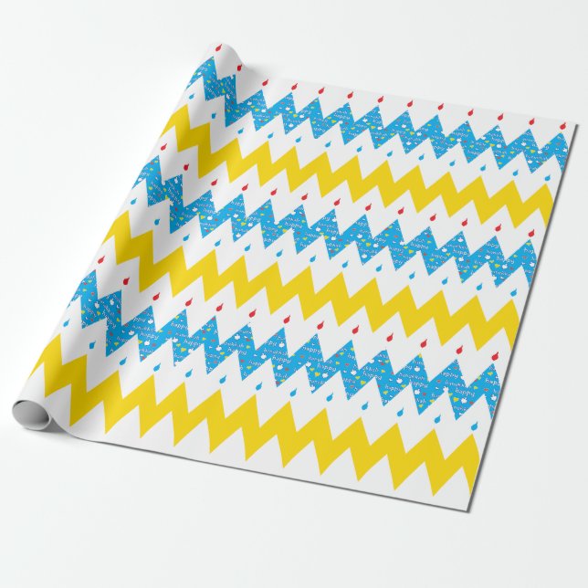 Papel de regalo de Hanukkah "Menorá Chevron 2" (Desenrollado)