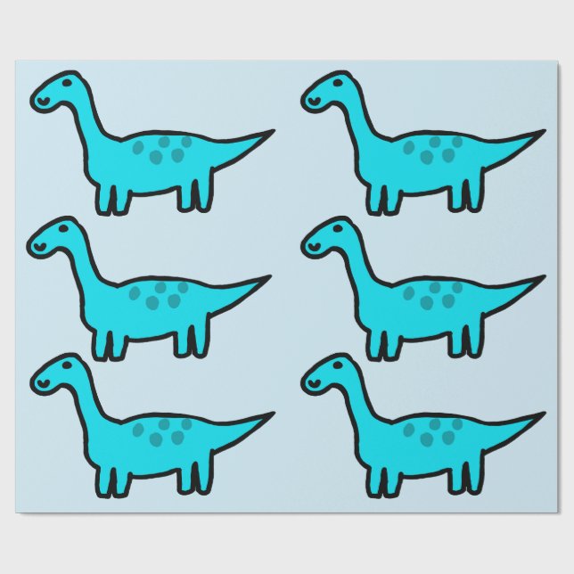 Papel de regalo de Herbert el dinosaurio azul (Superficie plana)
