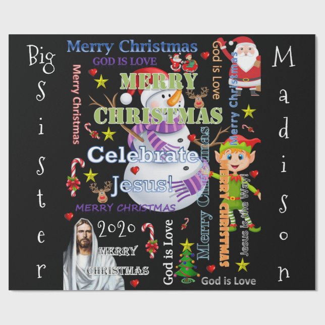 Papel de regalo de hermana mayor de Navidad Jesús  (Superficie plana)