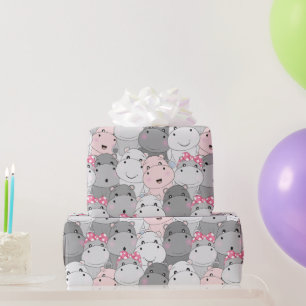 Papel de regalo de hipopótamos bebés lindos