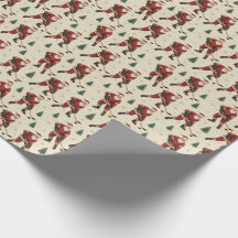 Papel de regalo de hockey de Santa vintage