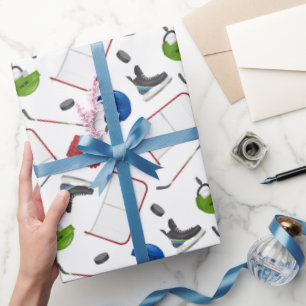 Papel de regalo de hockey sobre hielo, envoltorio