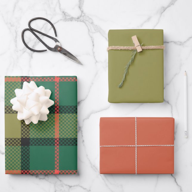 Papel de regalo de hoja plana Holly & Basil Set de (Anverso)