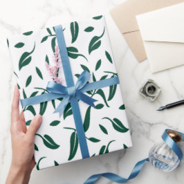 Papel de regalo de hoja verde oscuro elegante