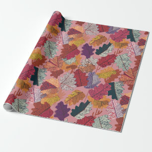 Papel de regalo de hojas de otoño con lápiz de col