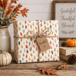 Papel de regalo de hojas de otoño en marrón óxido,