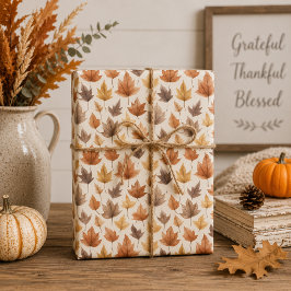 Papel de regalo de hojas de otoño en naranja quema