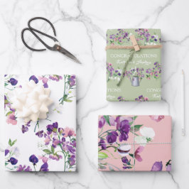 Papel de regalo de hojas de Sweet Pea de felicitac