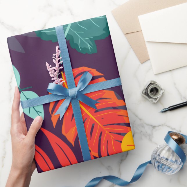 Papel de regalo de hojas tropicales atrevidas (Regalar)
