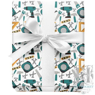 Papel de regalo de hombre habilidoso en azul