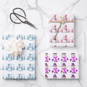 Papel de regalo de hombres de nieve diversión de i