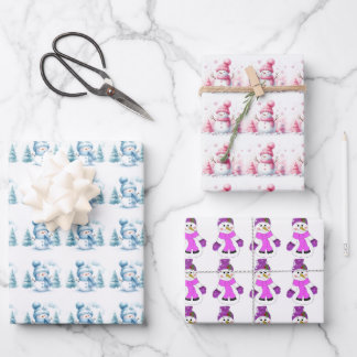 Papel de regalo de hombres de nieve diversión de i