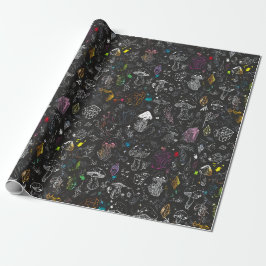 Papel de regalo de hongos y cristales