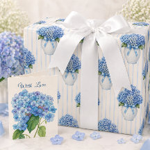 Papel de regalo de Hortensia Azul Elegante Floral