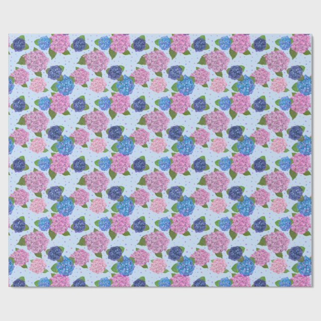 Papel de regalo de Hortensias acuarela (Superficie plana)