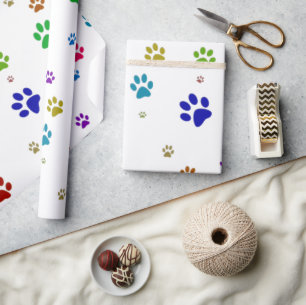 Papel de Regalo de Huellas de Mascotas Coloridas