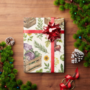 Papel de regalo de huerto de verduras de mercado d
