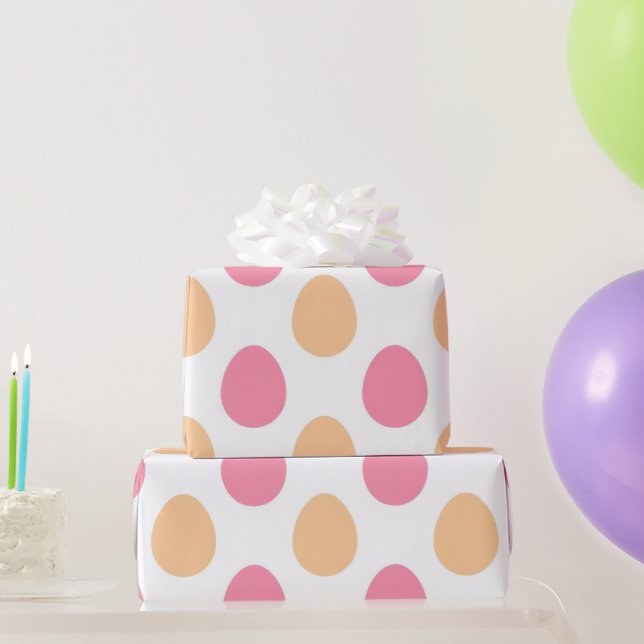 Papel de regalo de huevos de Pascua rosa melocotón (Regalos de fiesta)