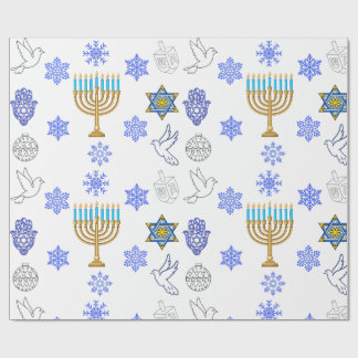 Papel de regalo de iconos de Hanukkah | Menorá