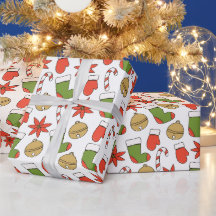 Papel de regalo de iconos navideños festivos