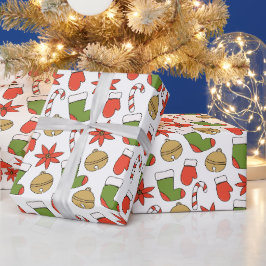 Papel de regalo de iconos navideños festivos